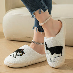 Cotton Slippers  Black Cat Design