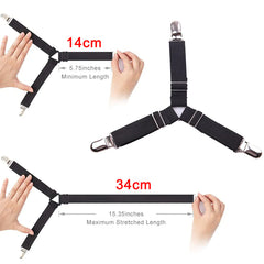 4 Bed Sheet Fasteners Adjustable Elastic Suspenders Straps Mattress Covers Clips