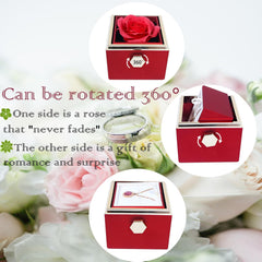 Rotating Rose Gift Box Acrylic Necklace Flower Jewelry Box