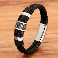 Stainless Steel Leather Bracelet