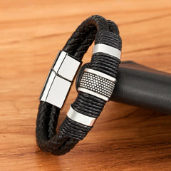 Stainless Steel Leather Bracelet