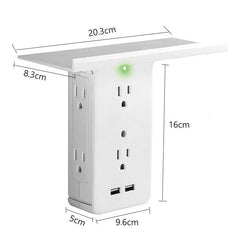 8-Port US Electrical Socket Shelf with  Surge Protector