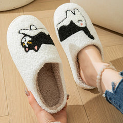 Cotton Slippers  Black Cat Design