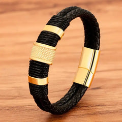 Stainless Steel Leather Bracelet