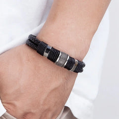 Stainless Steel Leather Bracelet