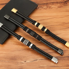 Stainless Steel Leather Bracelet