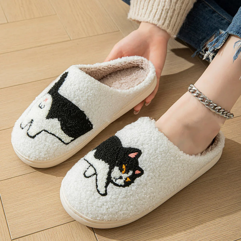 Cotton Slippers  Black Cat Design