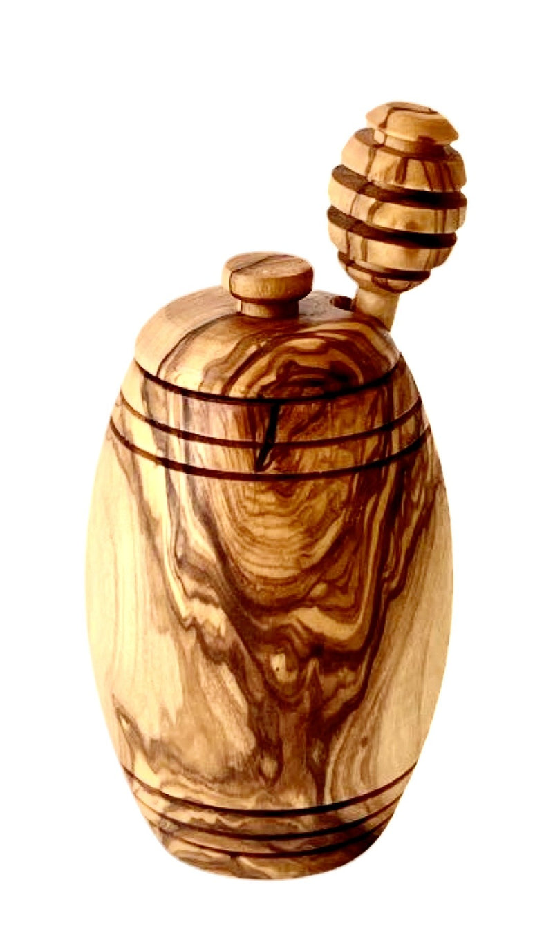 Olive Wood Honey Pot with Honey Dipper