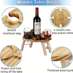 Portable Wooden Picnic Tray