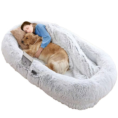 Human Size Dog Bed with Pillow & Blanket