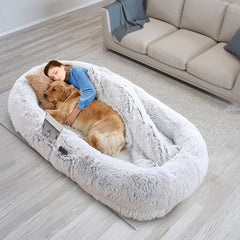 Human Size Dog Bed with Pillow & Blanket