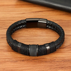 Stainless Steel Leather Bracelet